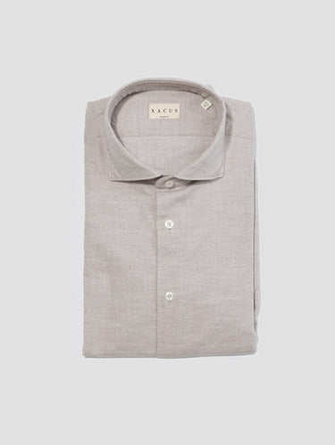 XACUS-Camicia in Flanella di Cotone Beige-TRYME Shop