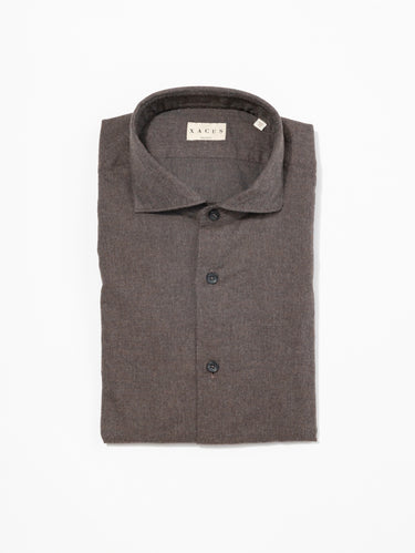 XACUS-Camicia in Flanella di Cotone Marrone-TRYME Shop