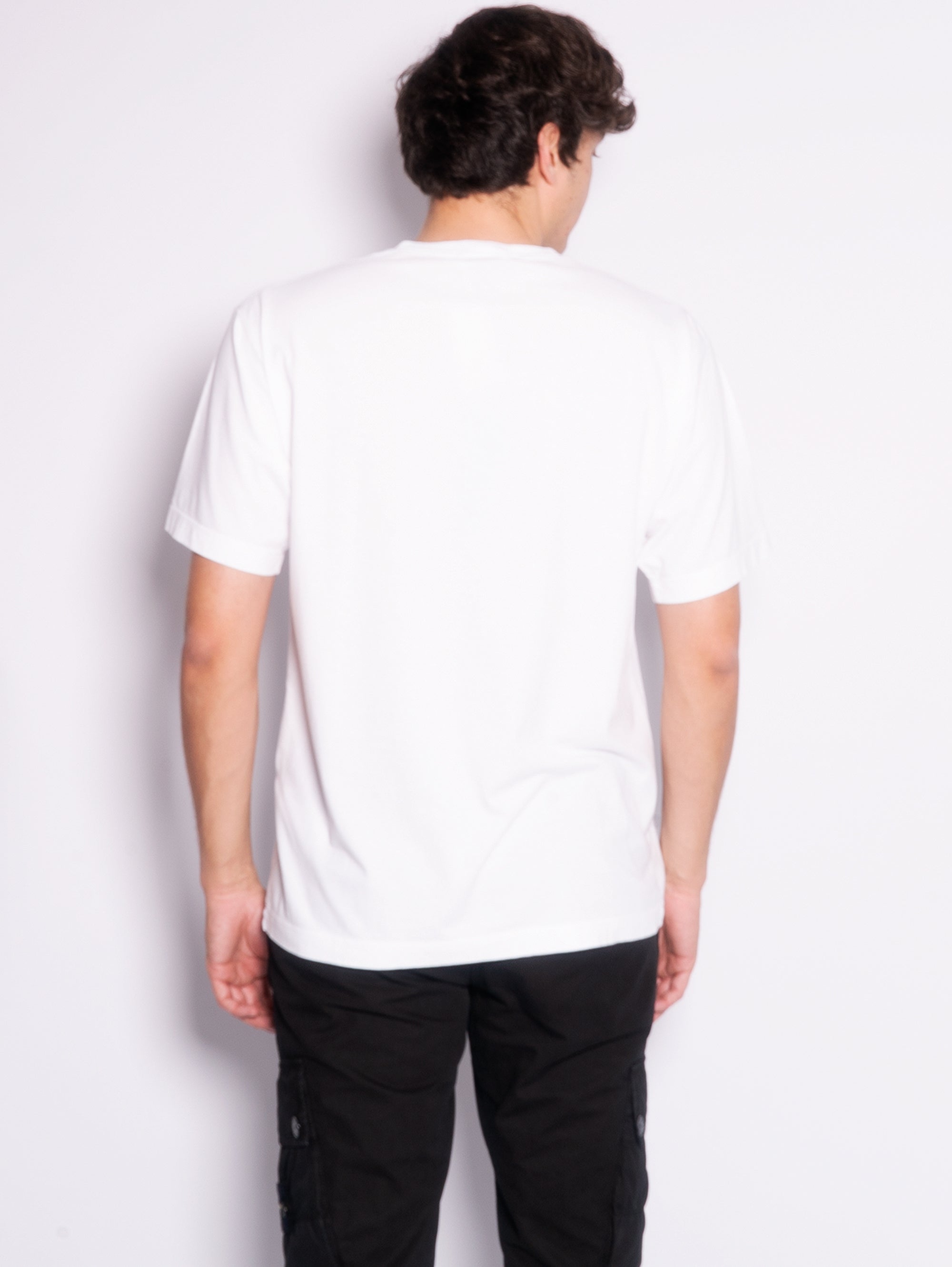 T-shirt Tinta in Capo con Logo Riflettente Bianco