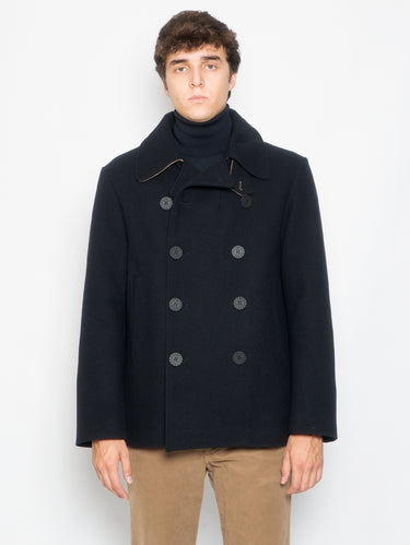 L'IMPERMEABILE-Peacoat in Panno di Lana Blu Navy-TRYME Shop