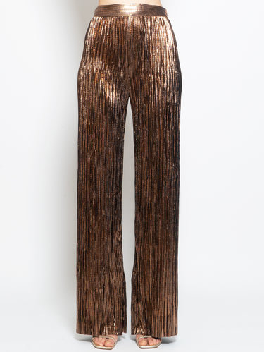 SABINA MUSÁYEV-Pantaloni Ampi in Plissé Nero-TRYME Shop