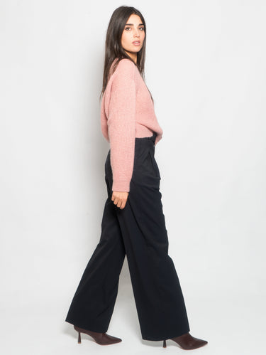 Palazzo-Hose mit doppelter Bundfalte Blau