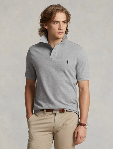 RALPH LAUREN-Polo in Cotone Piquè Slim Fit Grigio-TRYME Shop