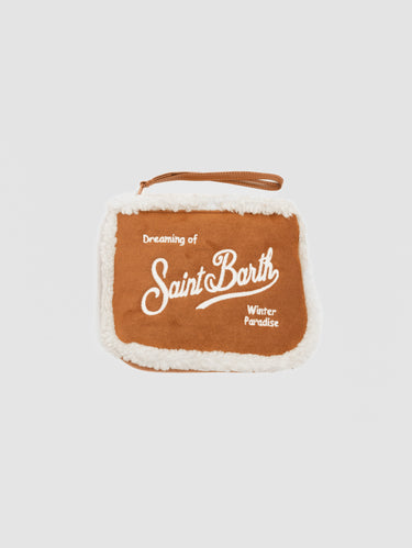 MC2 SAINT BARTH-Pochette in Eco-Shearling Montone Marron-TRYME Shop