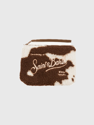 MC2 SAINT BARTH-Pochette in Tessuto Sherpa Cow Marrone-TRYME Shop
