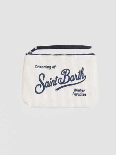 MC2 SAINT BARTH-Pochette in Velluto a Coste Crema-TRYME Shop