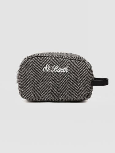 MC2 SAINT BARTH-Beauty Case in Lana con Motivo Spigato Westwood Grigio-TRYME Shop