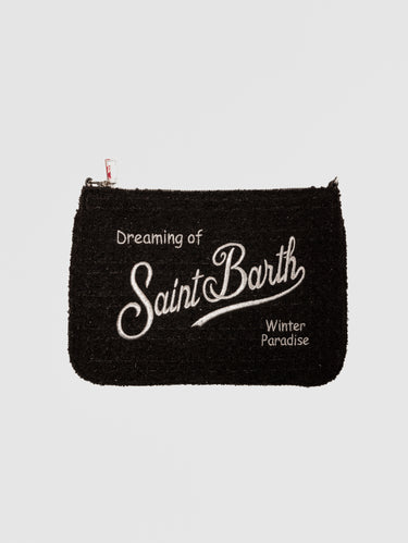 MC2 SAINT BARTH-Pouch Parisienne in Lana in Tweed Nero-TRYME Shop