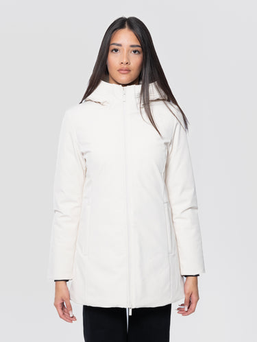 WOOLRICH-Parka in Tech Soft Shell Firth Down Crema-TRYME Shop