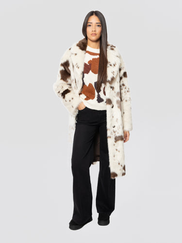 MC2 SAINT BARTH-Pelliccia in Eco Fur Effetto Cow Bianco/Marrone-TRYME Shop