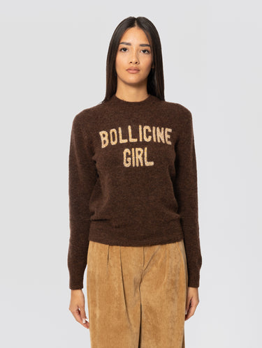 MC2 SAINT BARTH-Maglione Girocollo Bollicine Girl con Strass Marrone-TRYME Shop