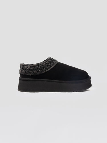 Mule in Montone Platform Clog Nero