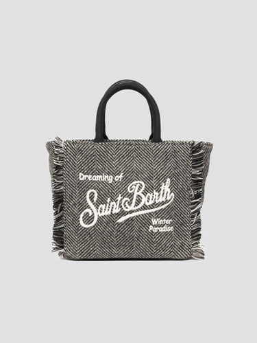 MC2 SAINT BARTH-Borsa in Lana Motivo Spigato Mini Vanity Grigio-TRYME Shop