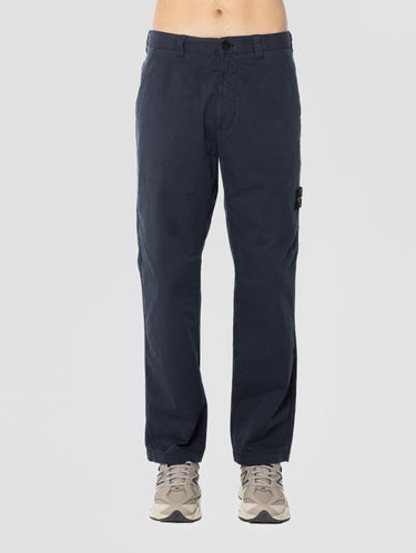 STONE ISLAND-Pantalone Cargo in Twill di Cotone Supima Blu-TRYME Shop
