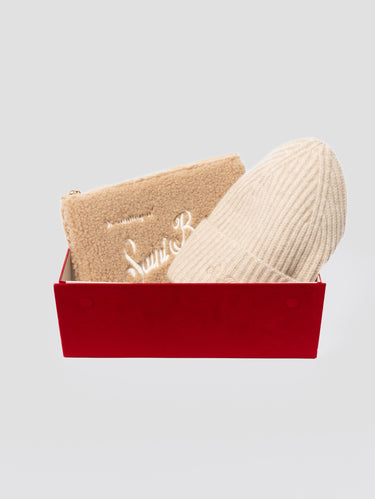 MC2 SAINT BARTH-Box con Cappello in Lana e Pochette in Tessuto Sherpa Beige-TRYME Shop