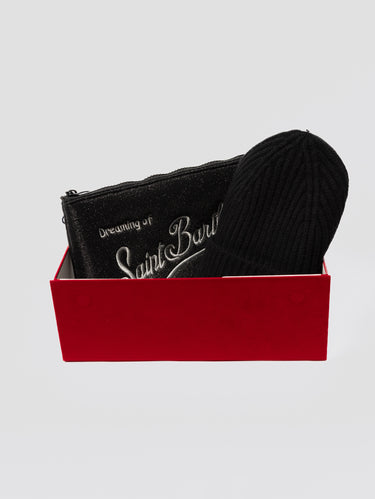 MC2 SAINT BARTH-Box con Cappello in Lana e Pochette in Lurex Nero-TRYME Shop