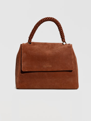 ORCIANI-Borsa Sveva in Suede a Mano Media Terra di Siena-TRYME Shop