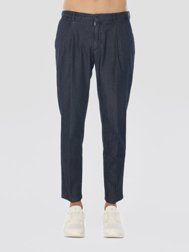 BRIGLIA 1949-Pantaloni con Pince in denim Tiberio Blu-TRYME Shop