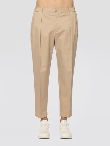 BRIGLIA 1949-Pantaloni Portobellos in Rasatello di Cotone Beige-TRYME Shop