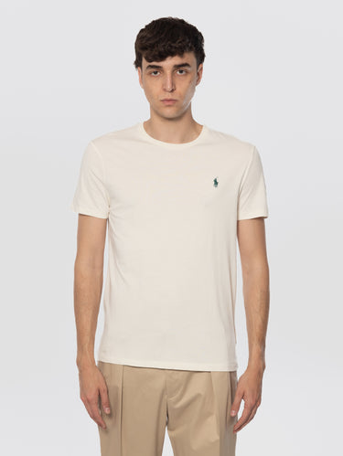 RALPH LAUREN-T-shirt Girocollo Custom Slim Fit Crema-TRYME Shop
