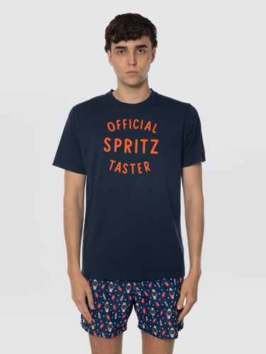 MC2 SAINT BARTH-T-shirt con Stampa Official Spritz Taster Blu-TRYME Shop
