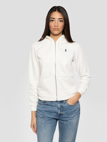 RALPH LAUREN-Felpa Full Zip con Cappuccio Bianco-TRYME Shop