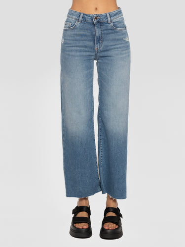 ICON DENIM-Jeans Angie con Orlo Sfrangiato Blu-TRYME Shop