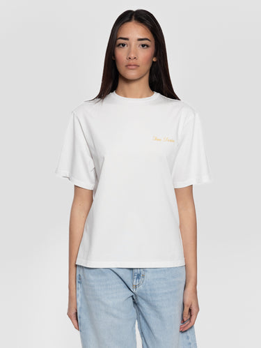 ICON DENIM-T-shirt Oversize con Logo Ricamato Bianco-TRYME Shop