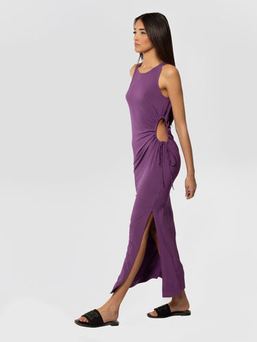 Abito Smanicato con Dettaglio Cut Out Caro Viola