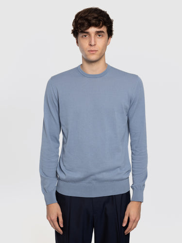 ALPHA STUDIO-Maglia in Cotone Crepe Chambray-TRYME Shop