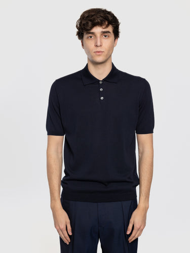 ALPHA STUDIO-Polo con Tre Bottoni Blu Notte-TRYME Shop