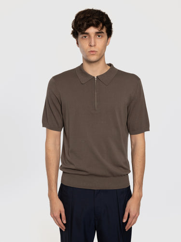 CLOSED-Polo con Mezza Zip Grigio-TRYME Shop