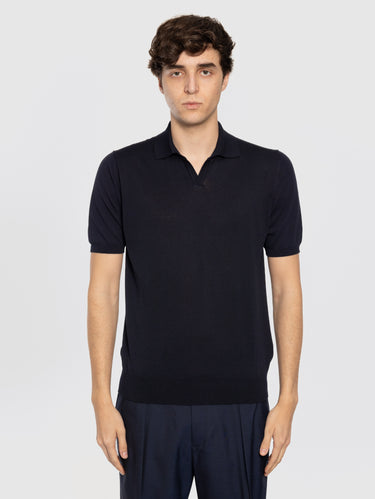 ALPHA STUDIO-Polo con Scollo a V Blu Notte-TRYME Shop