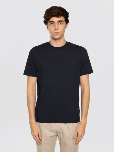 ALPHA STUDIO-T-shirt Maniche Corte in Ice Cotton Blu Notte-TRYME Shop