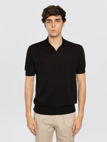ALPHA STUDIO-Polo con Scollo a V Nero-TRYME Shop