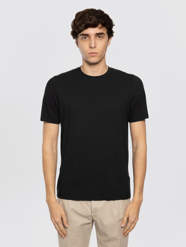 ALPHA STUDIO-T-shirt Maniche Corte in Ice Cotton Nero-TRYME Shop