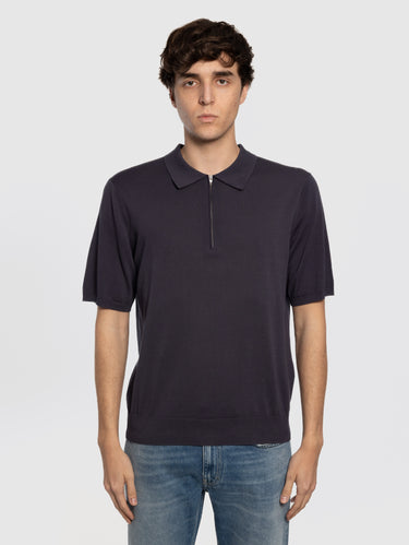 CLOSED-Polo con Mezza Zip Blu-TRYME Shop