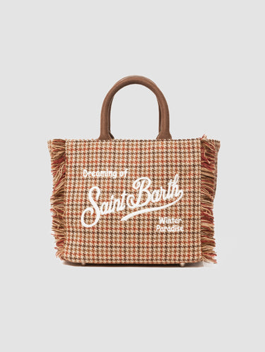 MC2 SAINT BARTH-Borsa Pied de Poule con France Mini Vanity Marrone-TRYME Shop