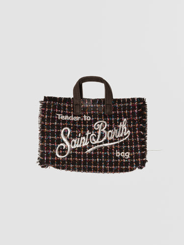 MC2 SAINT BARTH-Borsetta Porta Cellulare in Tweed e Lurex Nero-TRYME Shop