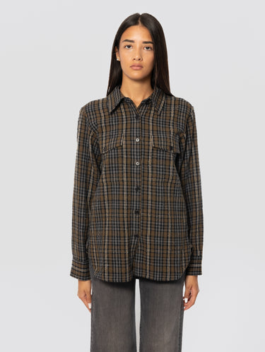 P.A.R.O.S.H.-Camicia Check in Flanella con Strass Verde-TRYME Shop