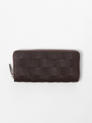 DRAGON DIFFUSION-Portafoglio in Pelle Check Zip Around Wallet Marrone-TRYME Shop