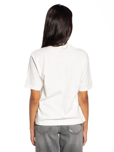 Rundhals-T-Shirt mit weißer Stickerei