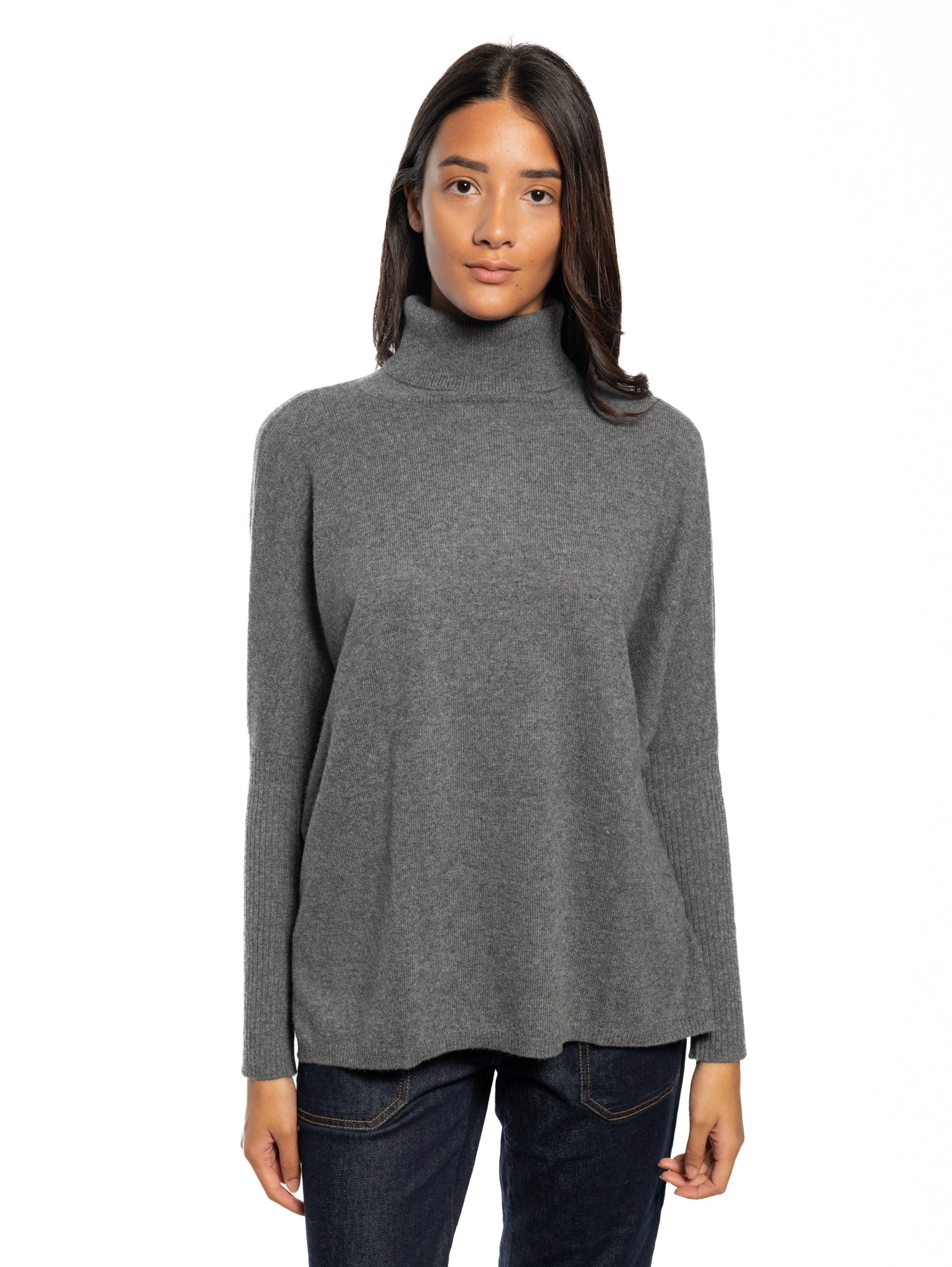 NOTSHY Gray Cashmere High Neck Poncho Sweater โ TRYME Shop