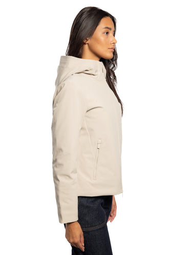Beige Short Windproof Parka