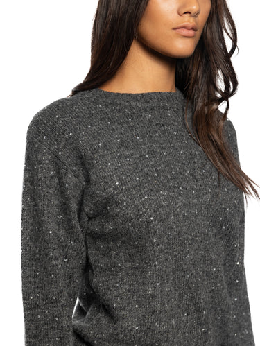 Trui met Ronde Hals en Strass Grijs