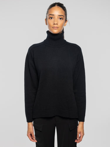 P.A.R.O.S.H.-Maglia Collo Alto in Lana Nero-TRYME Shop