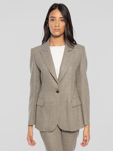 P.A.R.O.S.H.-Giacca un Petto Fantasia Check Marrone-TRYME Shop