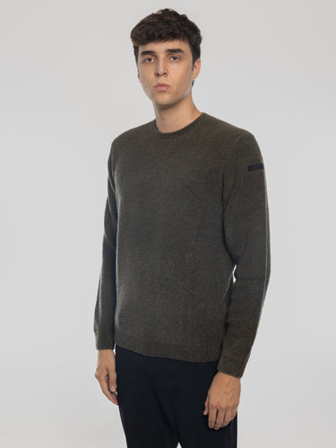 Maglia Girocollo in Lana Bouclé Militare