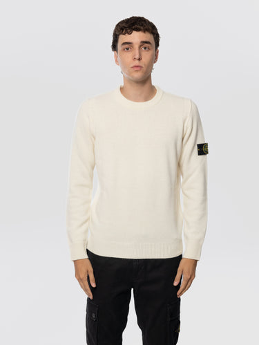 STONE ISLAND-Maglia Girocollo in Lana Avorio-TRYME Shop