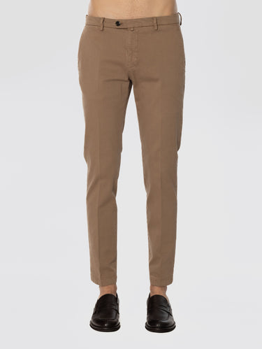 BRIGLIA 1949-Pantaloni Slim in Gabardine di Cotone Castoro-TRYME Shop